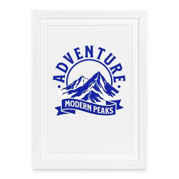 Modern Mountain Adventure Peaks Logo - Affiche encadrée (27 × 37 cm) - blanc - Devant