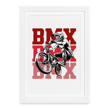 BMX Rider in Red Background - Framed poster (27 × 37 cm) - white - Front