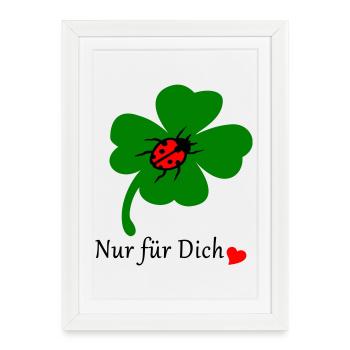 Trèfle avec coccinelle - Affiche encadrée (27 × 37 cm) - blanc - Devant
