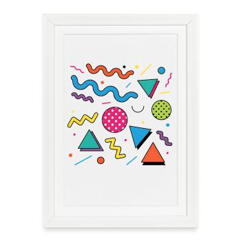 Géométrie néon : formes brillantes - Affiche encadrée (27 × 37 cm) - blanc - Devant