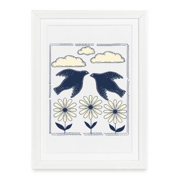 Night Bird Print - Framed poster (27 × 37 cm) - white - Front
