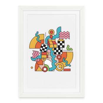 Colorful geometry in abstract style Pop Art 90s - Framed poster (27 × 37 cm) - white - Front