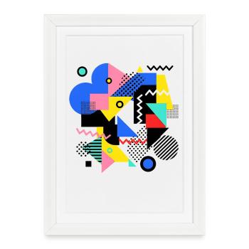 Geometric Color Explosion Pop Art - Framed poster (27 × 37 cm) - white - Front