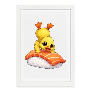 Sushi canard mignon Sushi japonais - Affiche encadrée (27 × 37 cm) - blanc - Devant