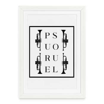 Trompette à âme pure - Affiche encadrée (27 × 37 cm) - blanc - Devant