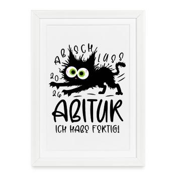 Abitur 2026 I'm done cat - Framed poster (27 × 37 cm) - white - Front