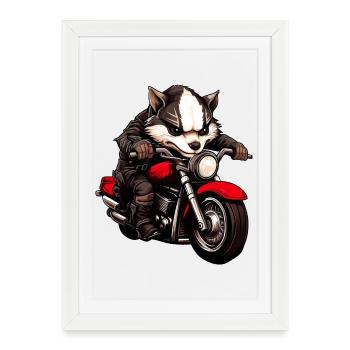 Moto Badger - Affiche encadrée (27 × 37 cm) - blanc - Devant