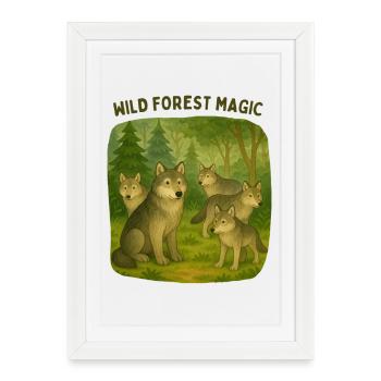 Forest Magic of Wolves - Framed poster (27 × 37 cm) - white - Front