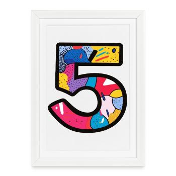 5 Nombre coloré - Affiche encadrée (27 × 37 cm) - blanc - Devant