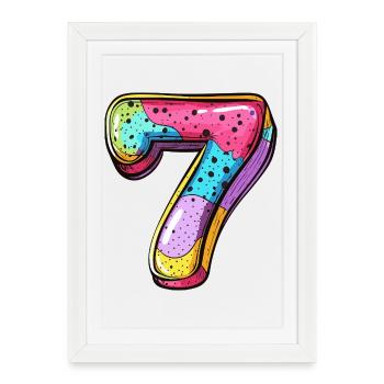 7 Nombre coloré - Affiche encadrée (27 × 37 cm) - blanc - Devant