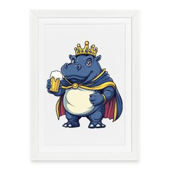 Roi de la Bière Hippo - Affiche encadrée (27 × 37 cm) - blanc - Devant