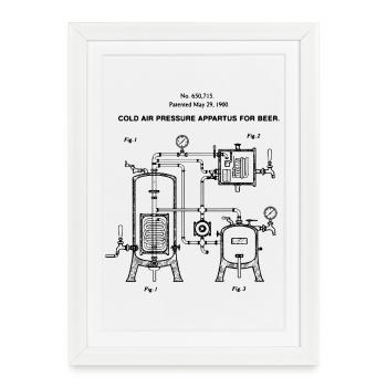 Appareil de pression d’air froid pour brevet de bière - Affiche encadrée (27 × 37 cm) - blanc - Devant