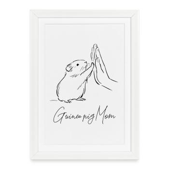 Maman cochon d’Inde - Affiche encadrée (27 × 37 cm) - blanc - Devant