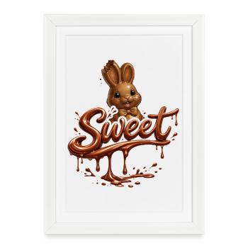 Chocolate bunny with Sweet lettering - Framed poster (27 × 37 cm) - white - Front