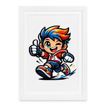 Colorful Rainbow Hero in Action - Framed poster (27 × 37 cm) - white - Front