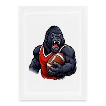 Gorilla with football jersey - Framed poster (27 × 37 cm) - white - Front