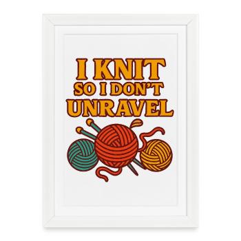 Je tricote pour ne pas me défaire - Affiche encadrée (27 × 37 cm) - blanc - Devant