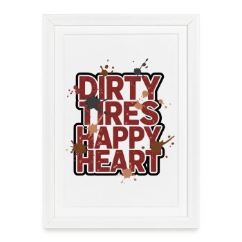 Dirty Tires Happy Heart Off-Road Design - Framed poster (27 × 37 cm) - white - Front