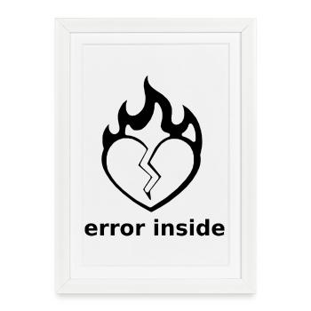 Erreur intérieure – Cœur brisé en flammes - Affiche encadrée (27 × 37 cm) - blanc - Devant