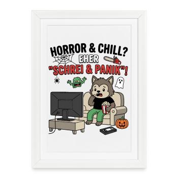 Cri et panique à Horror Chill - Affiche encadrée (27 × 37 cm) - blanc - Devant