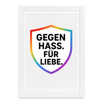 Against Hate for Love Shield - Framed poster (27 × 37 cm) - white - Front