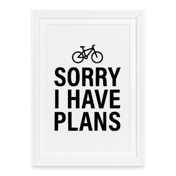 Vélo Désolé, j’ai des plans VTT drôle. - Affiche encadrée (27 × 37 cm) - blanc - Devant