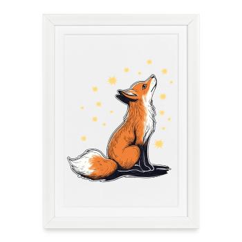 Fox and Stars - Framed poster (27 × 37 cm) - white - Front