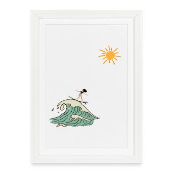 Surfeur - Affiche encadrée (27 × 37 cm) - blanc - Devant