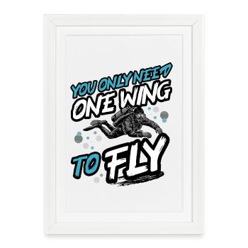 Plonger avec une aile à piloter – Tec & Scuba Diver Design - Affiche encadrée (27 × 37 cm) - blanc - Devant