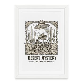 Cowboy Snake UFO Desert Vintage Motif - Framed poster (27 × 37 cm) - white - Front