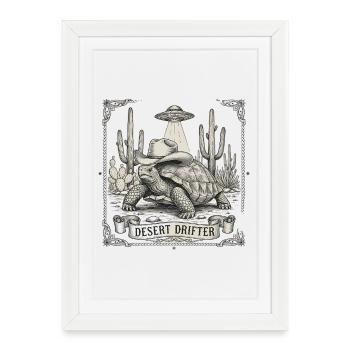 Desert Drifter Turtle Cowboy UFO Cowboy - Framed poster (27 × 37 cm) - white - Front