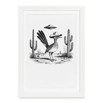 Motif western du désert du cowboy cowboy sur bip - Affiche encadrée (27 × 37 cm) - blanc - Devant