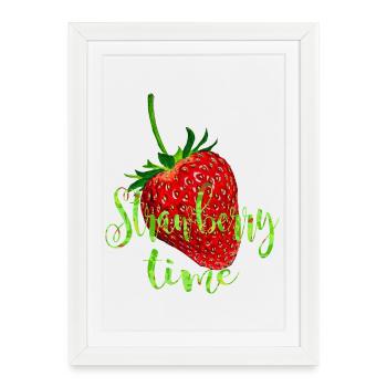 Fraise avec expression - Affiche encadrée (27 × 37 cm) - blanc - Devant
