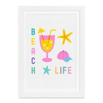 Vie de plage style été - Affiche encadrée (27 × 37 cm) - blanc - Devant