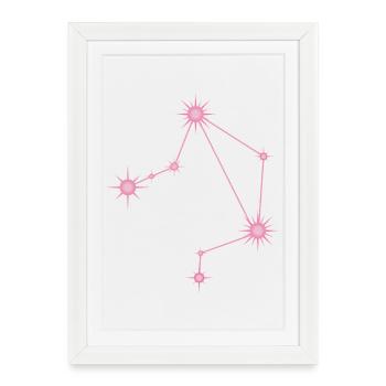 Libra Star Constellation Zodiac Sign Pastel Pink - Framed poster (27 × 37 cm) - white - Front