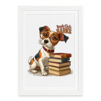 Le club de lecture aboie le chiot de lecture - Affiche encadrée (27 × 37 cm) - blanc - Devant