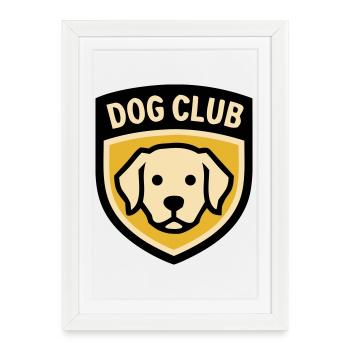 Club de chiens du Logo de l’école de chiens Golden Retriever - Affiche encadrée (27 × 37 cm) - blanc - Devant