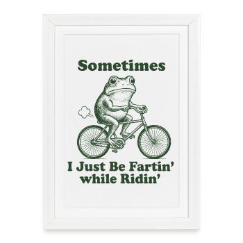 Frog Cyclist Saying Shirt - Framed poster (27 × 37 cm) - white - Front