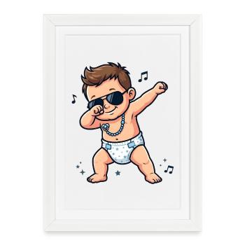 Bébé mignon – garçon brun - Affiche encadrée (27 × 37 cm) - blanc - Devant