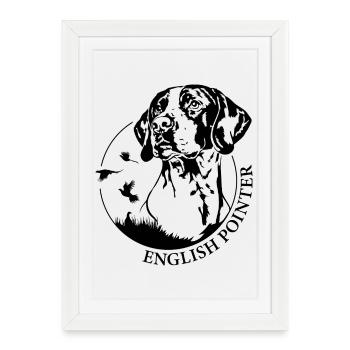 Chiens de portrait pointeurs anglais Chiens de chasse Chiens de chasse - Affiche encadrée (27 × 37 cm) - blanc - Devant