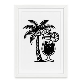 palmier cocktail - Affiche encadrée (27 × 37 cm) - blanc - Devant