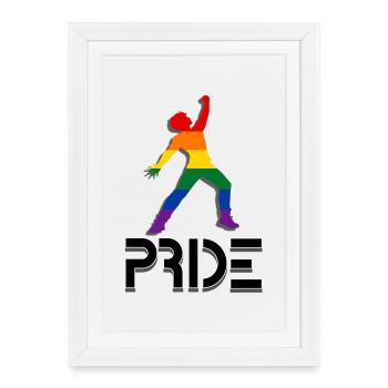 Pride Fist Rainbow Silhouette - Gerahmtes Poster (27 × 37 cm) - Weiß - Vorne