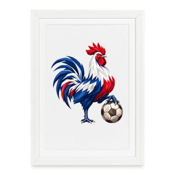 Motif de supporter de football coq France Animal héraldique - Affiche encadrée (27 × 37 cm) - blanc - Devant