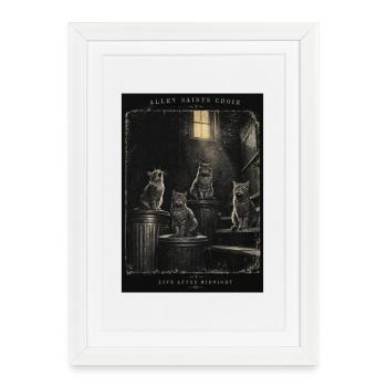 Tendance Low-Fi Vintage Chats du Chœur des Alley Saints - Affiche encadrée (27 × 37 cm) - blanc - Devant