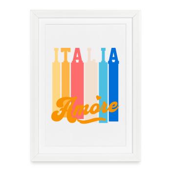 Italia Amore - Gerahmtes Poster (27 × 37 cm) - Weiß - Vorne