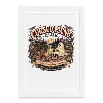 Cursed Picnic Club Halloween Vintage Ghost Fans - Framed poster (27 × 37 cm) - white - Front