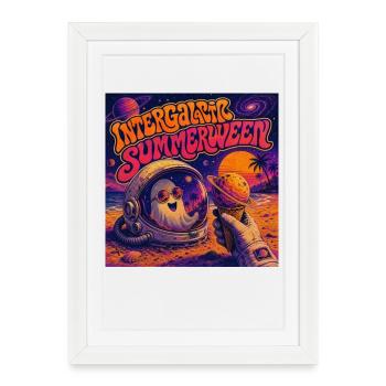 Fans d’Halloween Astronaute Astronaute Fantôme Science-fiction - Affiche encadrée (27 × 37 cm) - blanc - Devant