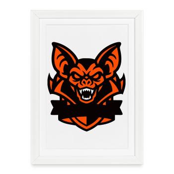 Blason de la mascotte de la chauve-souris - Affiche encadrée (27 × 37 cm) - blanc - Devant