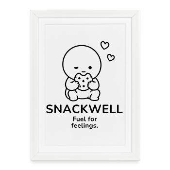 Snackwell – Fuel for Feelings | Cozy Snack Mood - Framed poster (27 × 37 cm) - white - Front