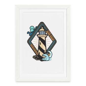 Lighthouse Beyond the Horizon - Framed poster (27 × 37 cm) - white - Front
